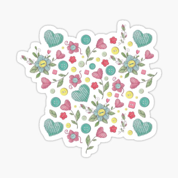 Item preview, Flower and Hearts of Wool Pattern designed and sold by VerboShop.