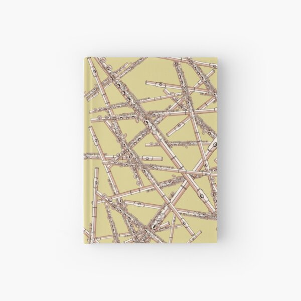 Flute Musical Instrument Pattern Yellow Hardcover Journal