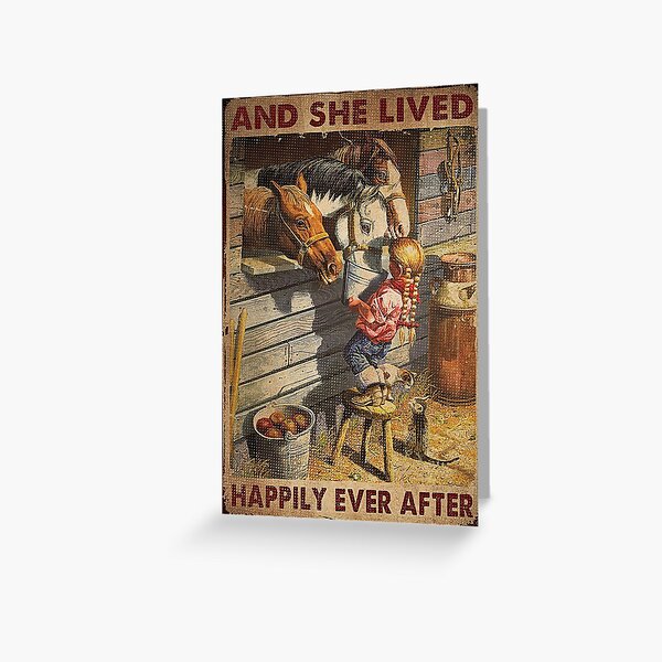 Cowgirl Feeding Horses She Lived Happily Ever After Poster Greeting Card