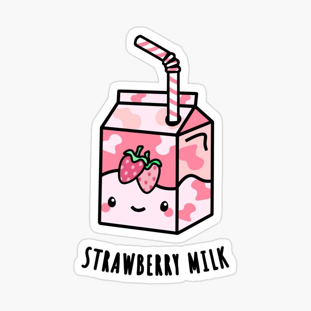 Cute Strawberry Milk Carton Illustration Kawaii Food and Drink ...