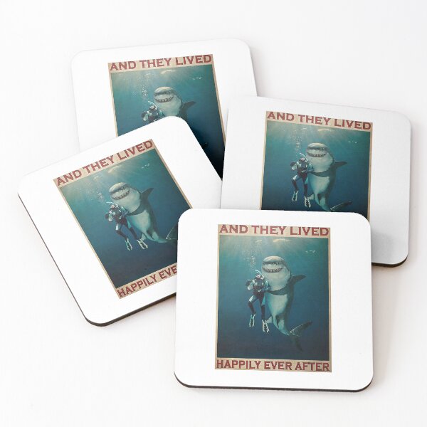 Item preview, Diver And Shark And They Lived Happily Ever After Poster designed and sold by AlicjaFAdamczyk.