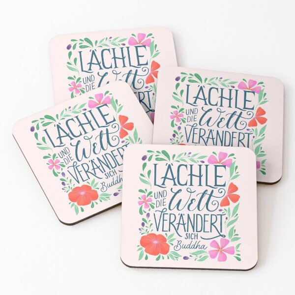 Artikelvorschau, Lächle, Cooles Hand Lettering mit Blumen entworfen und verkauft von Sandra Brezina.