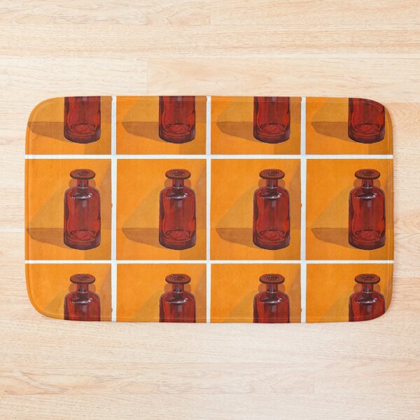 Item preview, Burgundy glass bottle on orange backdrop designed and sold by madameminck.