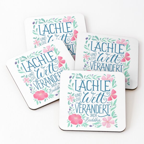 Artikelvorschau, Lächle, Wunderschönes Hand Lettering mit zartem Blumendekor entworfen und verkauft von Sandra Brezina.