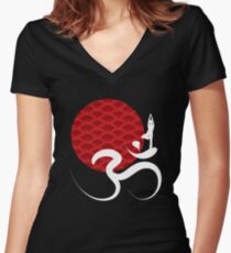 Red Sun Yoga and Om Women's Fitted V-Neck T-Shirt
