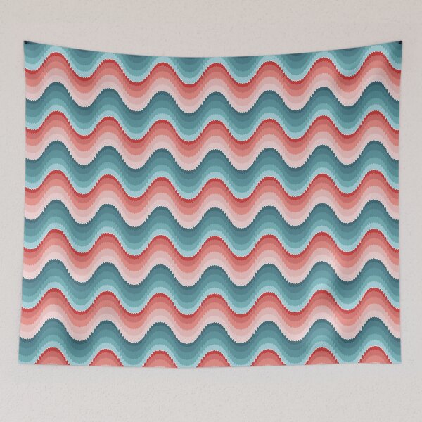 Item preview, Bargello wave pattern in pink and blue - seamless pattern designed and sold by colorofmagic.