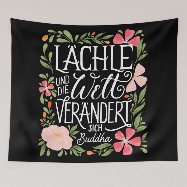 Artikelvorschau, Lächle Motivationszitat Inspirational Message Positive Affirmation Buddha Zitat entworfen und verkauft von Sandra Brezina.
