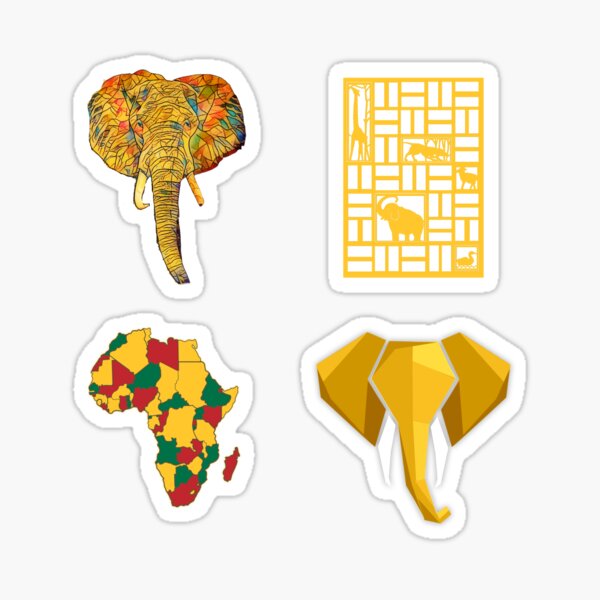 Sticker pack. Addicted to africa. African colours and map for all africa lovers and elephant fans Sticker