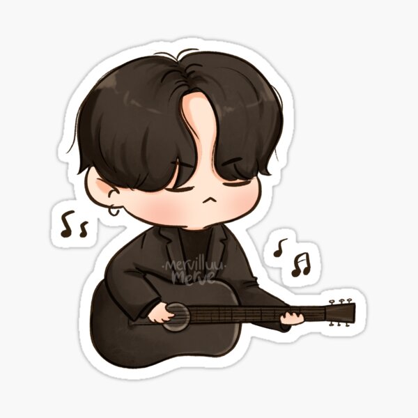 Yoongi tocando la guitarra Pegatina