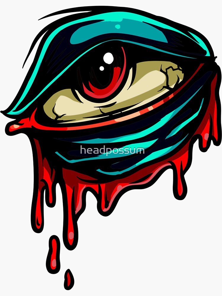 Bleeding Eye. Gothic, creepy and cool Sticker for Sale by headpossum
