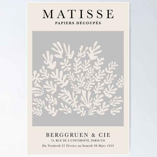 Item preview, Henri Matisse Flower, Paper Decoupes Art Gray back, Matisse Cutout's designed and sold by re-make-.