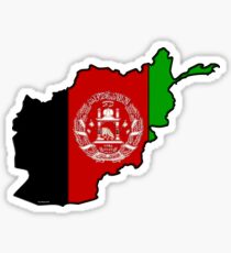Afghanistan Map With Afghan Flag Sticker