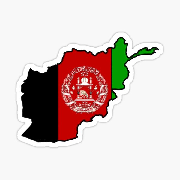 Afghanistan Map With Afghan Flag Sticker