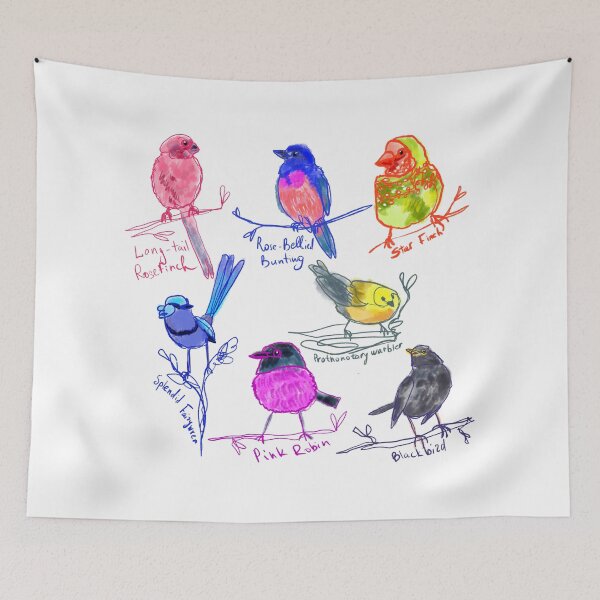Item preview, Spring birds line art, birdwatching lovers gift designed and sold by orangerinka.