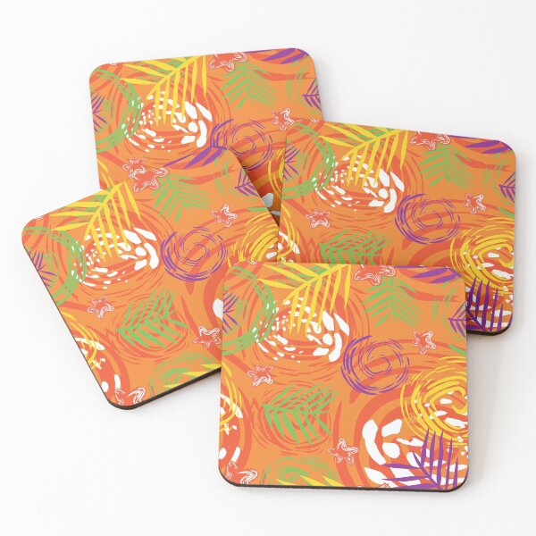 Item preview, Fondo de tema naranja de patrón de hoja natural designed and sold by yompang.