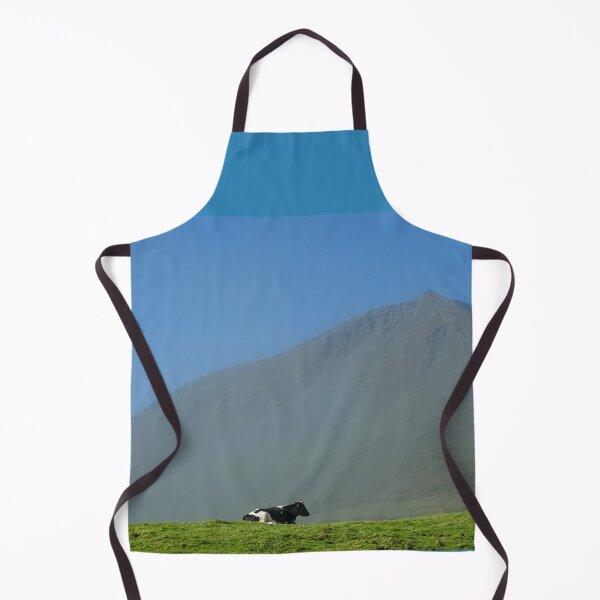 Item preview, Cute and funny looking cows with a great view over Pico mountains, during hiking trail at the Azores island Pico, highest mountain of Portugal. designed and sold by AylaHarbich.