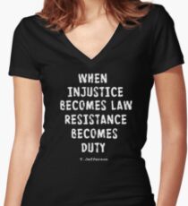 WHEN RESISTANCE BECOMES DUTY Women's Fitted V-Neck T-Shirt