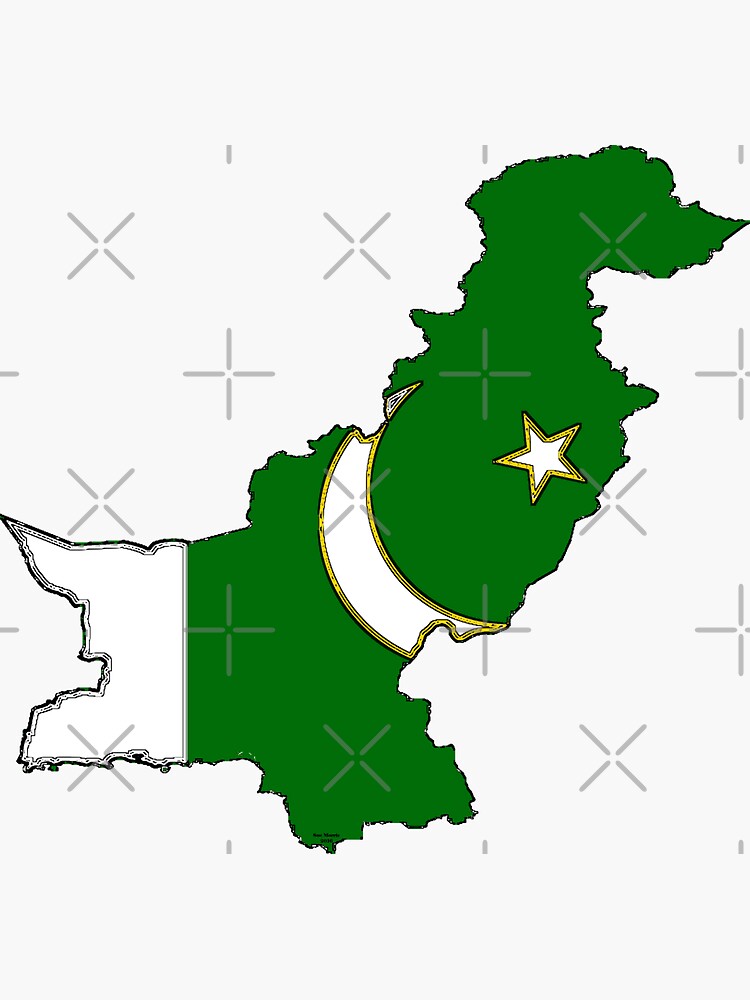  Pakistan  Map  With Pakistani  Flag  Sticker by Havocgirl 