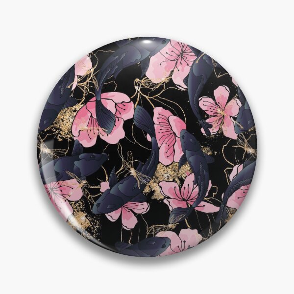 Item preview, Blue koi gold flower designed and sold by LittleNippon.
