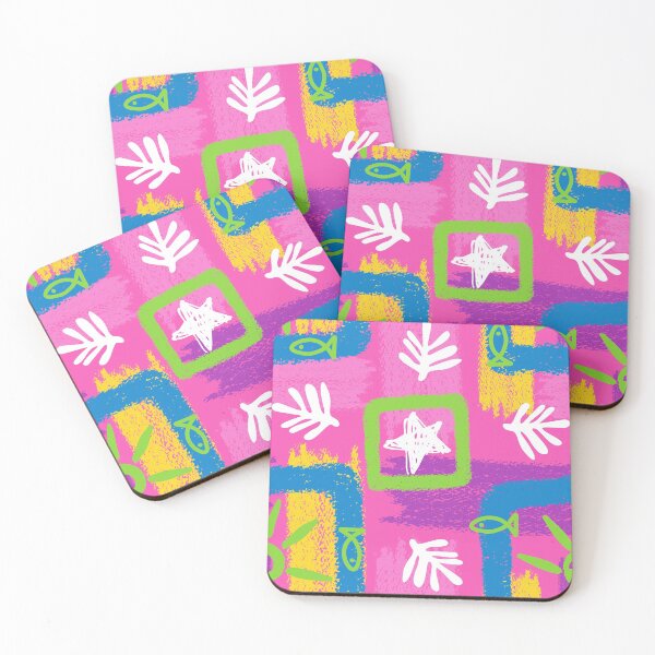 Aperçu de l'œuvre Fond de thème rose motif feuille étoile naturelle créée et vendue par yompang.