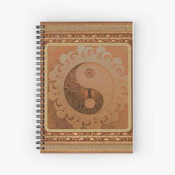 Brown, Tan and Red Yin Yang with Tree Spiral Notebook