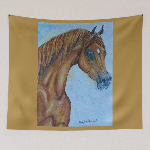 Item preview, Arabian horse portait painting designed and sold by horseaddicted.