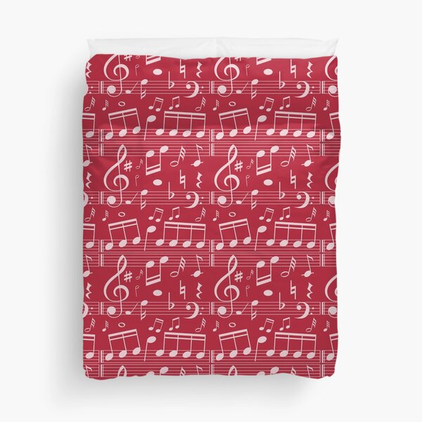 Item preview, Music Notes on Red designed and sold by KrisInStitches.