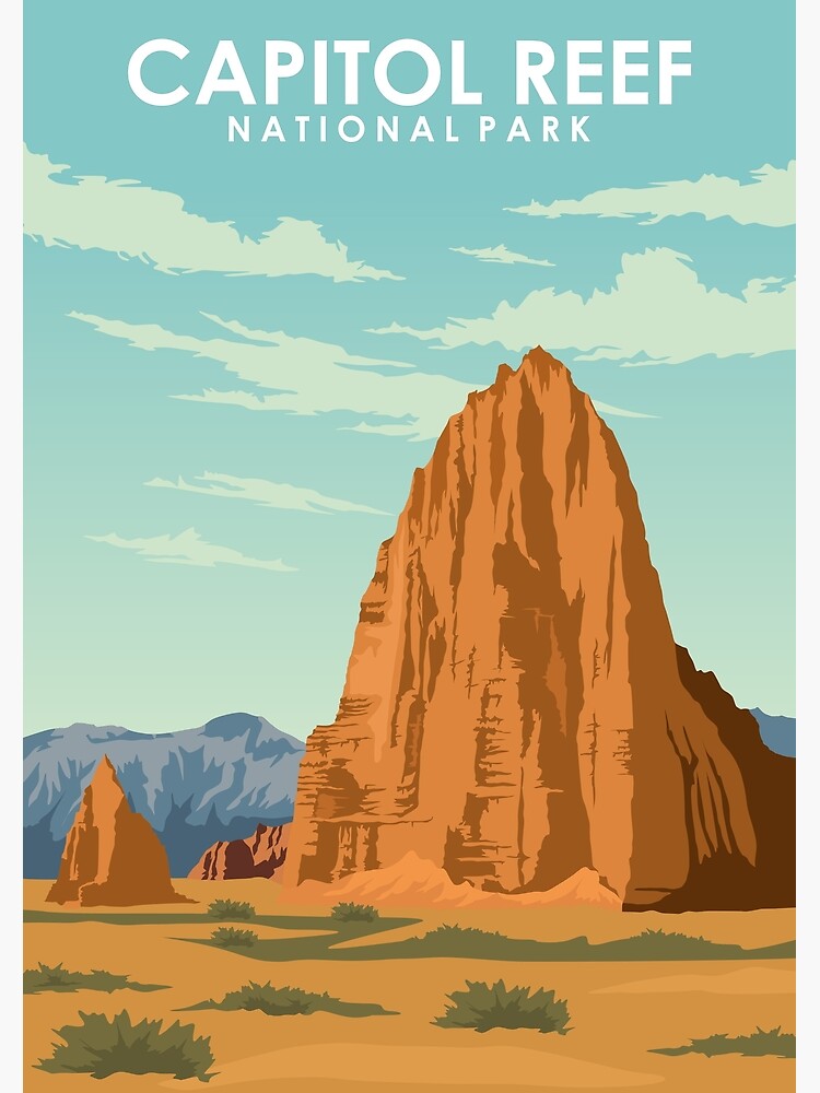 Disover Capitol Reef National Park Vintage and Retro Travel Poster Premium Matte Vertical Poster