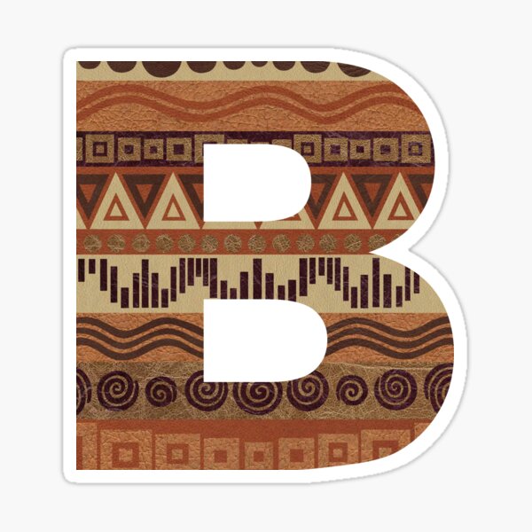 "Letter B Leather Look Pattern Tribal Ethnic Monogram Initial" Sticker ...