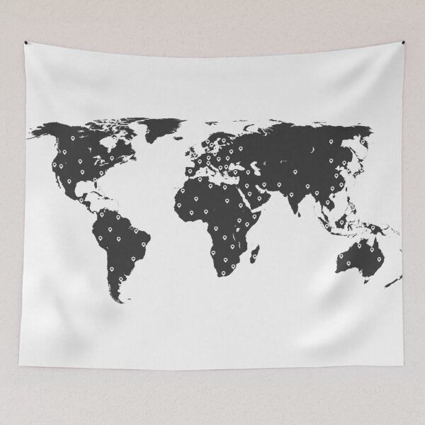 Item preview, My favorite places (World map) tattoo style sillhouette  designed and sold by chillstudio.