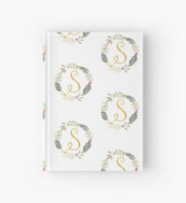 Floral and Gold Initial Monogram S Hardcover Journal