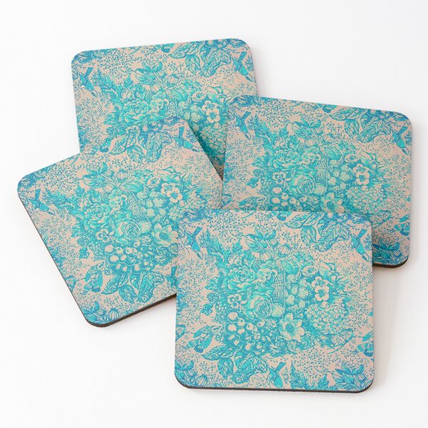 Item preview, Turquoise blue retro pattern vintage designed and sold by Birdhead.