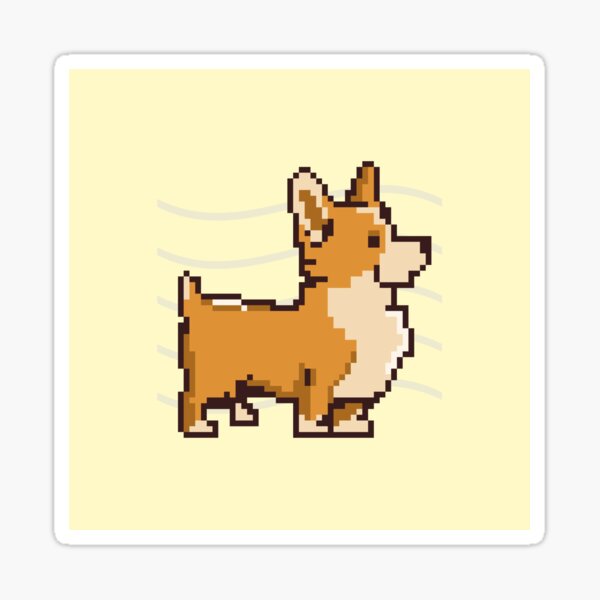 Pixelated corgi doge art Sticker