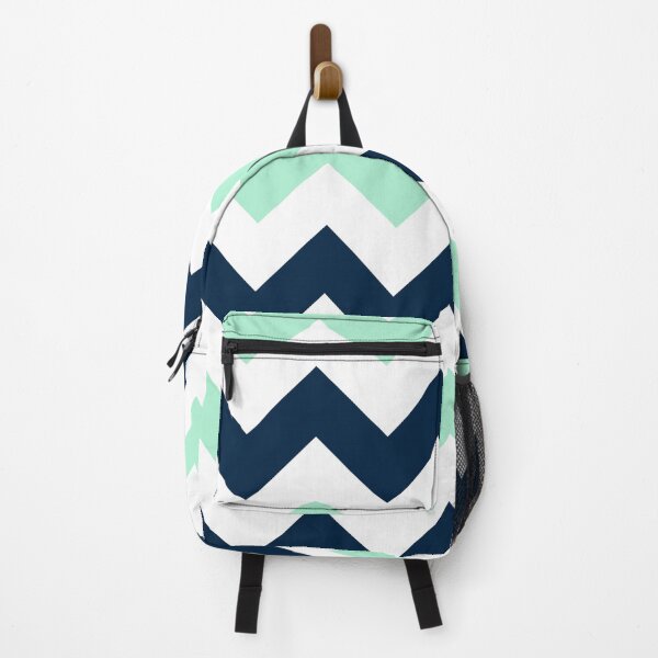 Item preview, Large mint, white and sailor blue chevron designed and sold by Feeling Artsy.