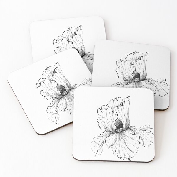 Artikelvorschau, Hand gezeichnete schwarze Stift Iris Blumenzeichnung entworfen und verkauft von Finesse-art7.