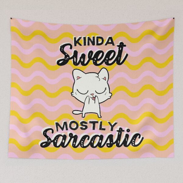 Item preview, Kinda Sweet Mostly Sarcastic - Japanese Kawaii Aesthetic, Cat designed and sold by ladylaughprints.