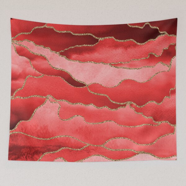 Item preview, Red Abstract Nature with Gold Glittery Lines designed and sold by BilgePaksoylu.