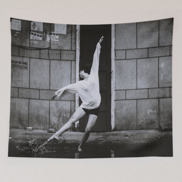 Item preview, Aesthetic Dancer in the Rainy Street, Black and White Photography designed and sold by Junsu Lim.