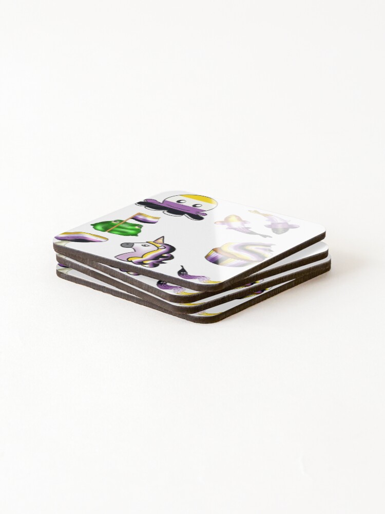 Thumbnail 4 of 5, Coasters (Set of 4), Nonbinary Sticker Pack designed and sold by You-Are-Valid.