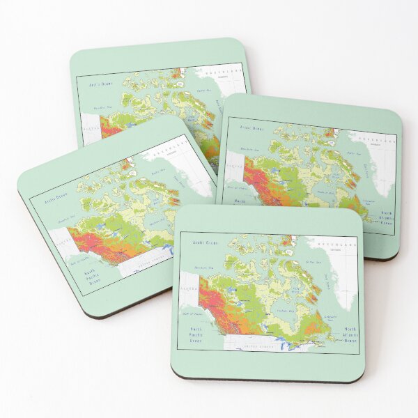 Item preview, Canada map, topographic map of Canada with names of the oceans, seas, Lakes, capitals, and boundaries designed and sold by mashmosh.