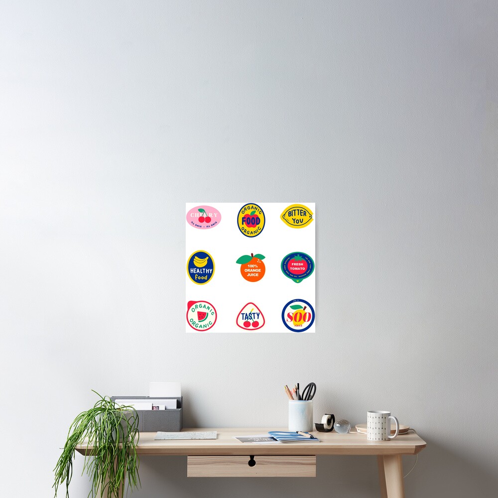 Fruit Stickers Poster For Sale By Lrystickers Redbubble