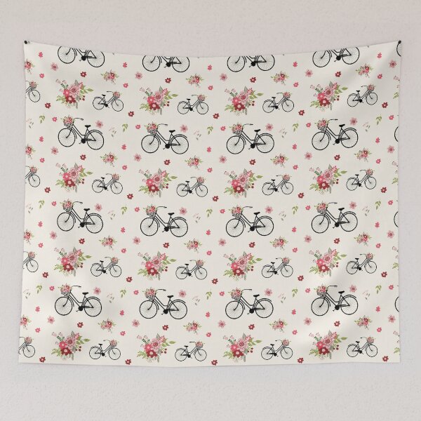 Item preview, Bicycle with flower basket seamless pattern design designed and sold by PurrfectCorner.