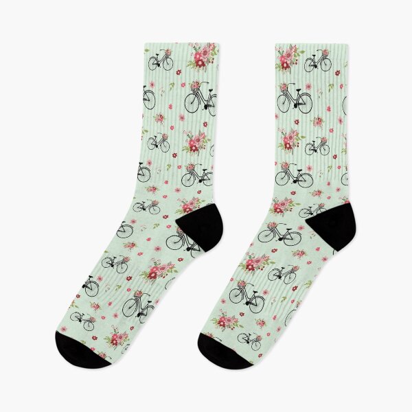 Item preview, Bicycle with flower basket seamless pattern design minth color background designed and sold by PurrfectCorner.
