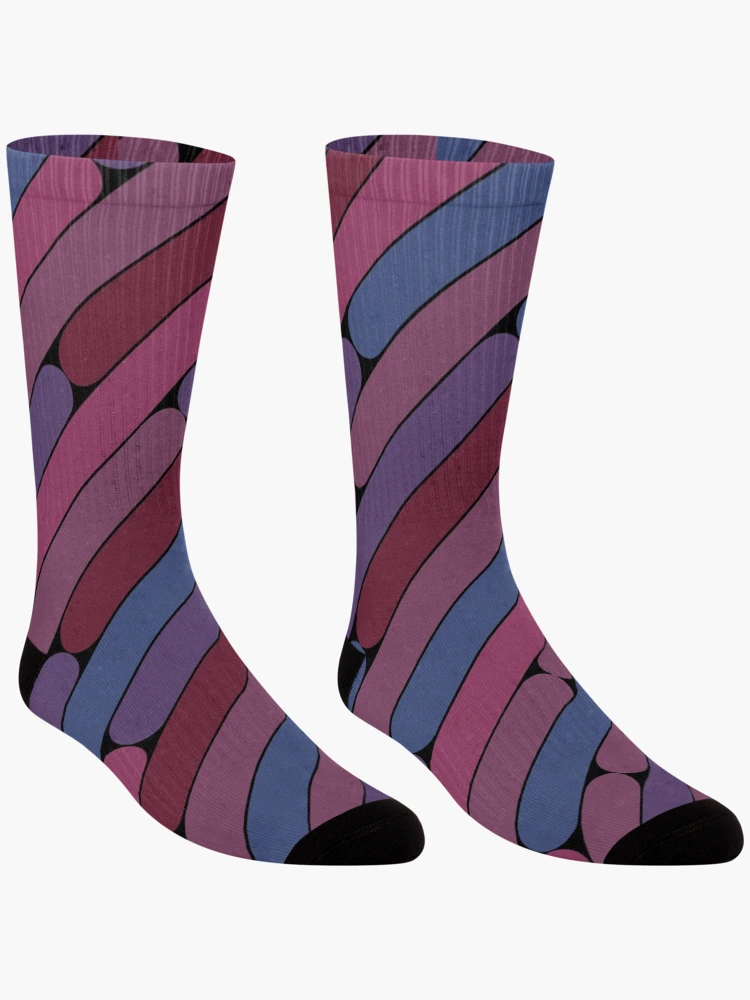 Thumbnail 3 of 5, Socks, Damson Color Diagonal Pattern designed and sold by MagicSpread.