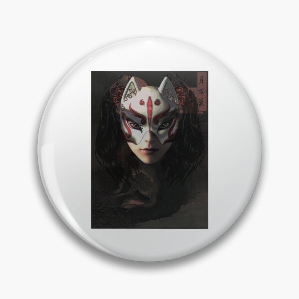 Item preview, Graphic Japanese Kitsune Mask Gift Cherry Blossom Petals designed and sold by RhodaMetalAnime.