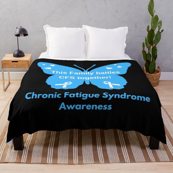 Item preview, This Family Battles CFS Together! Text In Blue Awareness Butterfly with Ribbon and Hearts on Wings designed and sold by Chantelle  Spies.