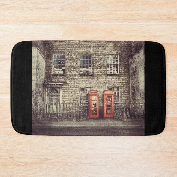 Item preview, Two Red British Phone Boxes in a Street of Old Vintage Victorian Houses designed and sold by KALEIDOSCOPE UK.