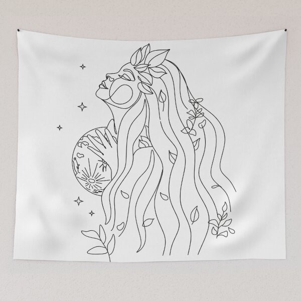 Item preview, One line face illustration. Minimalist Woman Mother Nature Art. Modern continuous line art designed and sold by OneLinePrint.