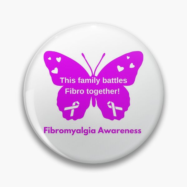 Item preview, This Family Battles Fibro Together! Text In Purple Awareness Butterfly with Ribbon and Hearts on Wings designed and sold by Chantelle  Spies.