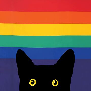 Artwork thumbnail, Peeking Cat in Rainbow Circle by beardsandcats